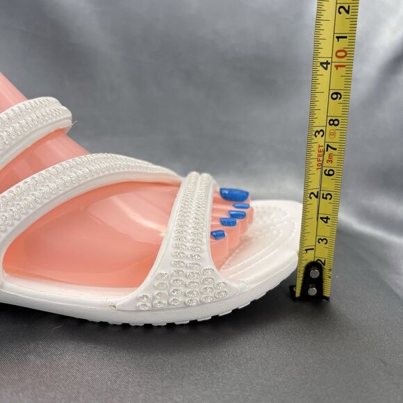 Crocs Kadee II Strappy Sandals Women's 7 White Jewels Summer Slides 211350-100 - Picture 5 of 16
